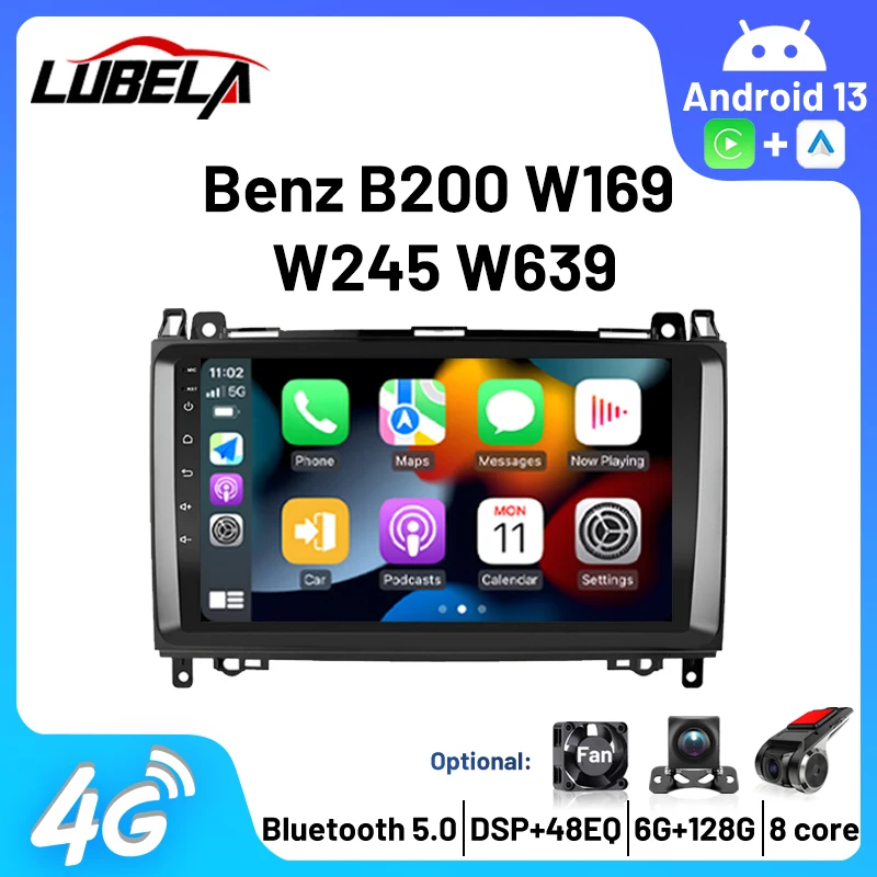 Autoradio Multimedia Automotive Android 13 Player Radios For Benz B200 W169 W245 W639 Sprinter Viano Wireless Carplay 8Core wifi