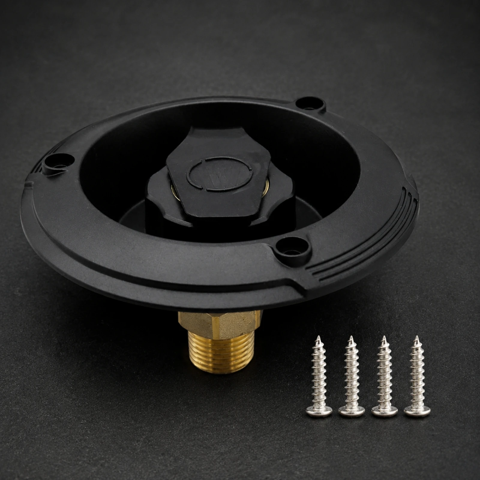 Round Flanged Water Inlet Connector Long-Lasting RV City Water Inlet with Check Valve Threaded Universal Size for RV Plumbing