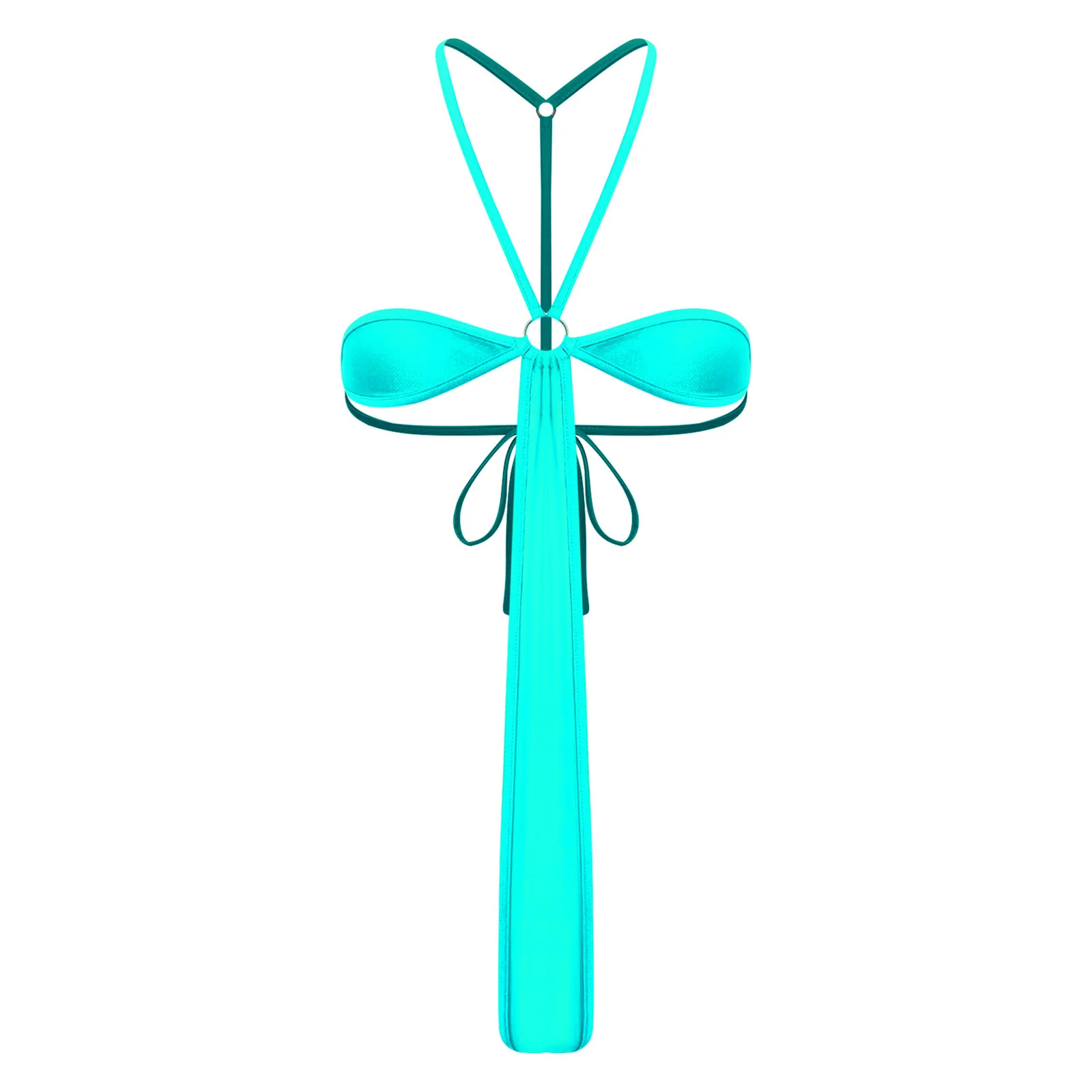 

Women's Lingerie Mini Bikini Suits Three Point Backless Halter O-ring T-back Sheer Mesh Bodysuit for Couple's Flirting Catsuits