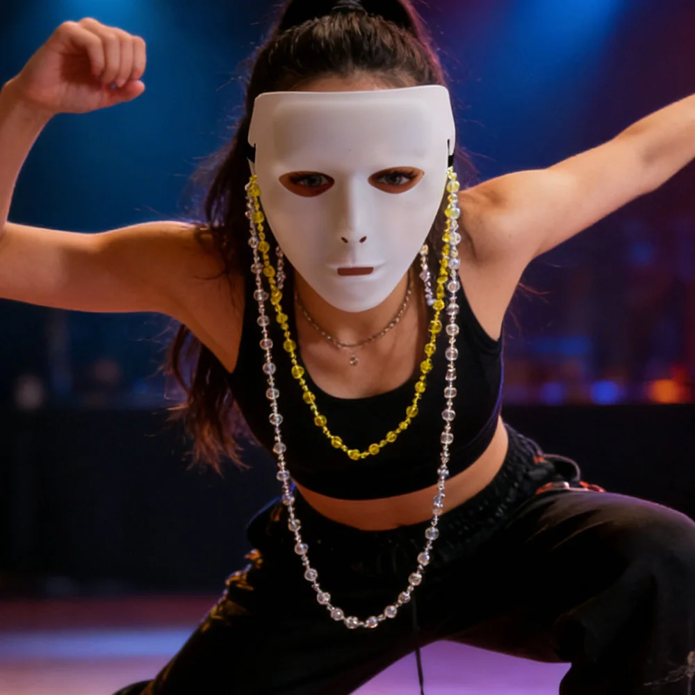 

Half Face Street Dance Masks Cosplay Men and Women Mechanical DJ Bar White Mask Halloween Carnival Dress Up Party Costume Props