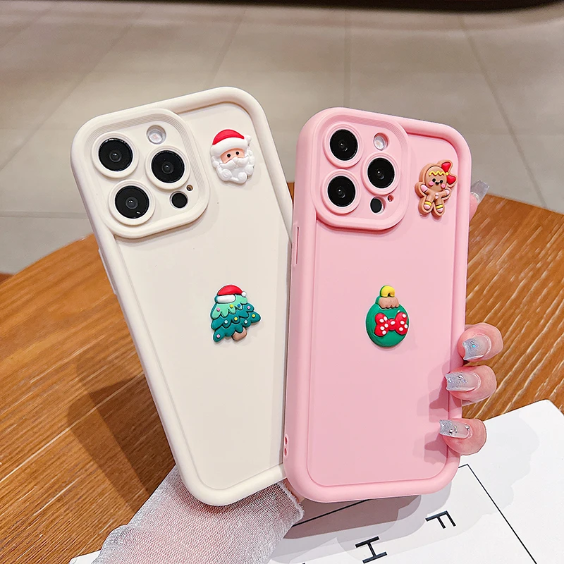 Śliczne etui 3D Santa Claus Elk Snowman Case dla Xiaomi Mi 14 13 12 11 Lite 5G 13T 14T Pro Poco X6 X5 F5 X3 M6 Pro Silicone Soft Cover