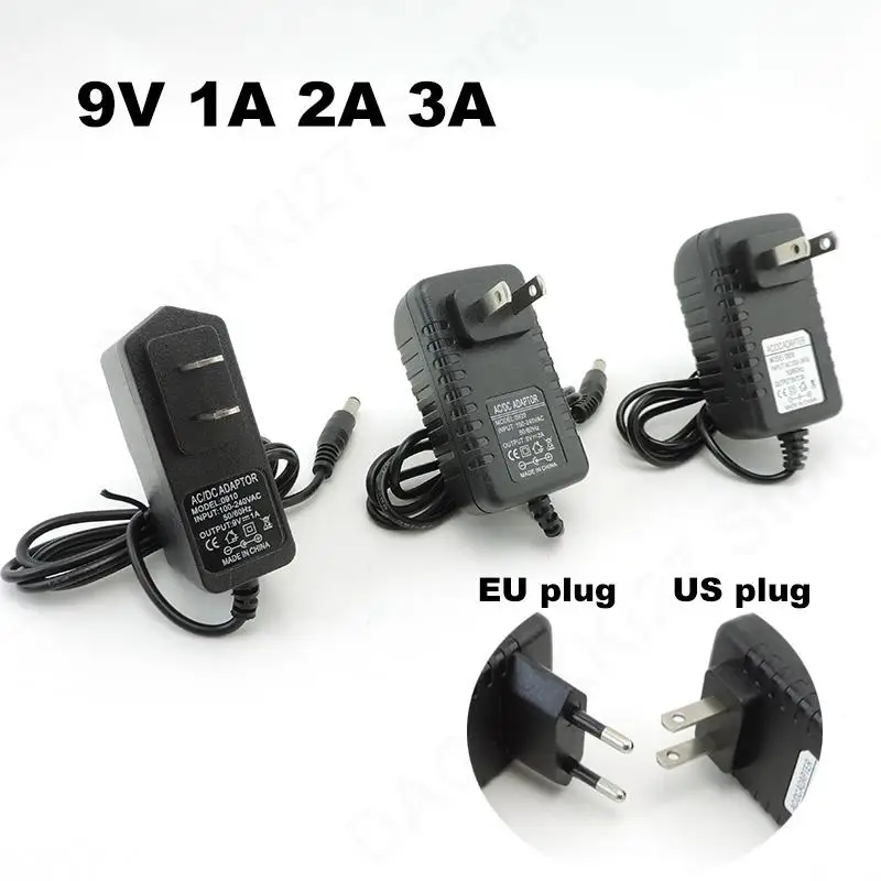 AC 110V 220V to DC 9V 1A 2A 3A 9V2A Power Supply Adapter Converter Charger EU US plug 1000ma 2000ma for cctv camera Router V27