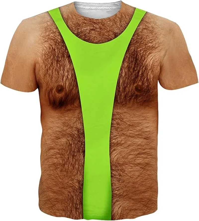 Funny Muscle Mens T Shirt Graphics Spoof 3D Printing T-shirt Personality Short-sleeve Round Neck Casual Shirt Men Cool Tees Tops view 3