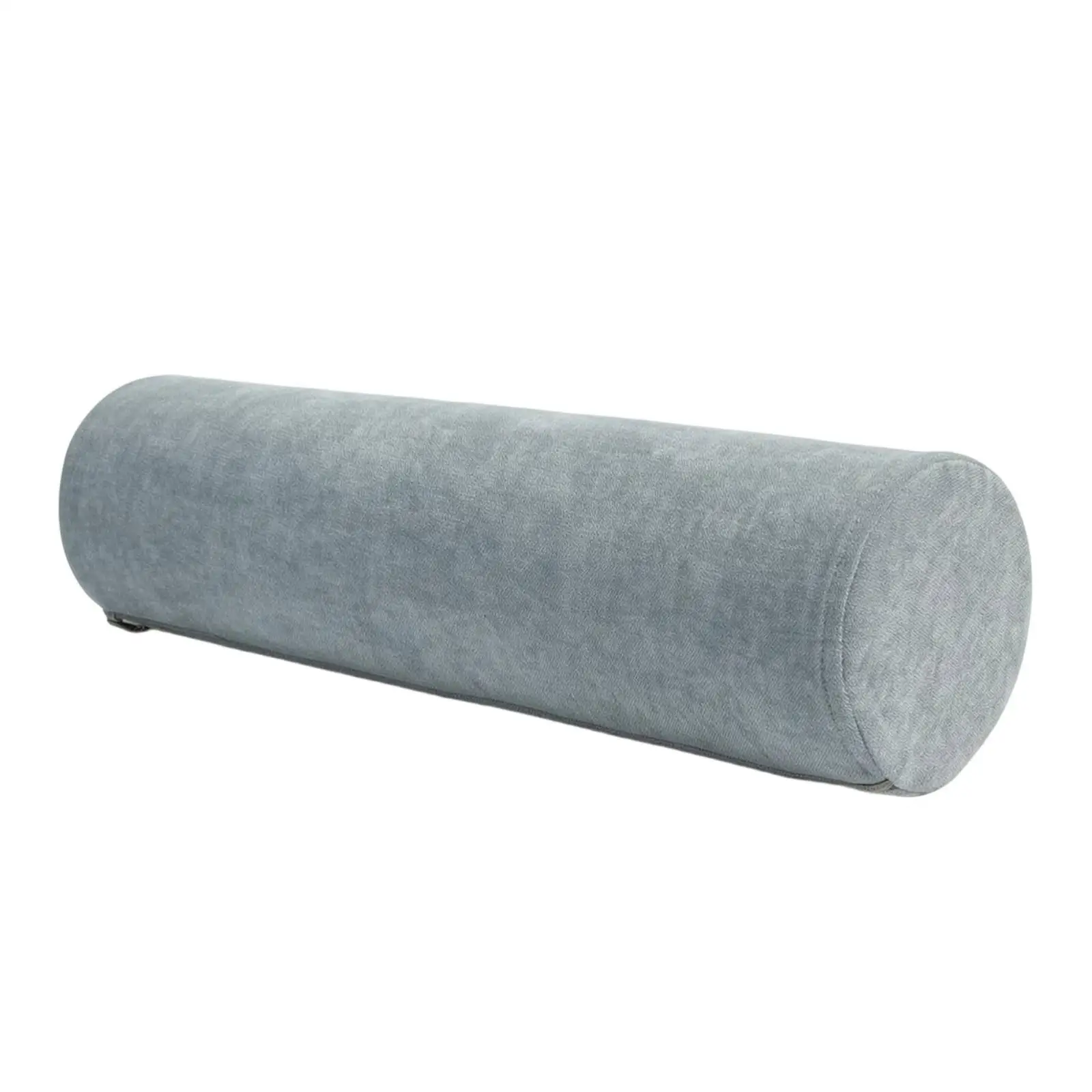 Round Tube Shaped Bolster Pillow for Office Chair Back Support Soft Gray Chenille Cover Dense Foam Core for Bed Sofa