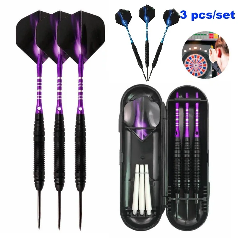 22G Tungsten Darts 3 Stks/sets Met Case + Steel Tip Naald + Vat + Vluchten + Sport Assen Professionele monochroom/Bicolor Darts Geschenken