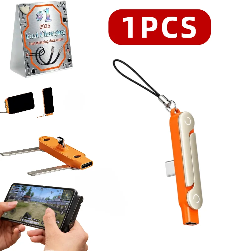 240W Ladekabelhalterung mit unsichtbarer Unterstützung, faltbarer Telefonhalter, USB Typ C Flachladegerät, Ladekabel, C-Kick-Kabelständer