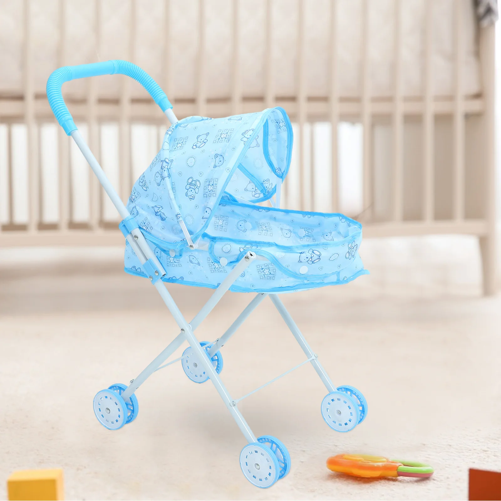 

Toys for Toddlers Stroller Strollers Cute Cart Simulation Baby Dolls Play Game Sky-blue House