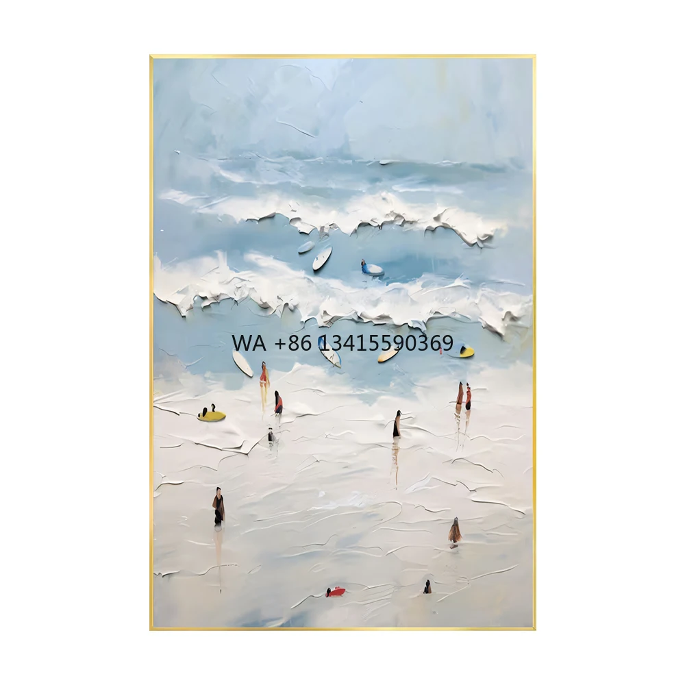 

Happy Coast Custom Abstract Seascape Seaside Oil Painting Canvas Base for Hotel Artwork Wholesale Support