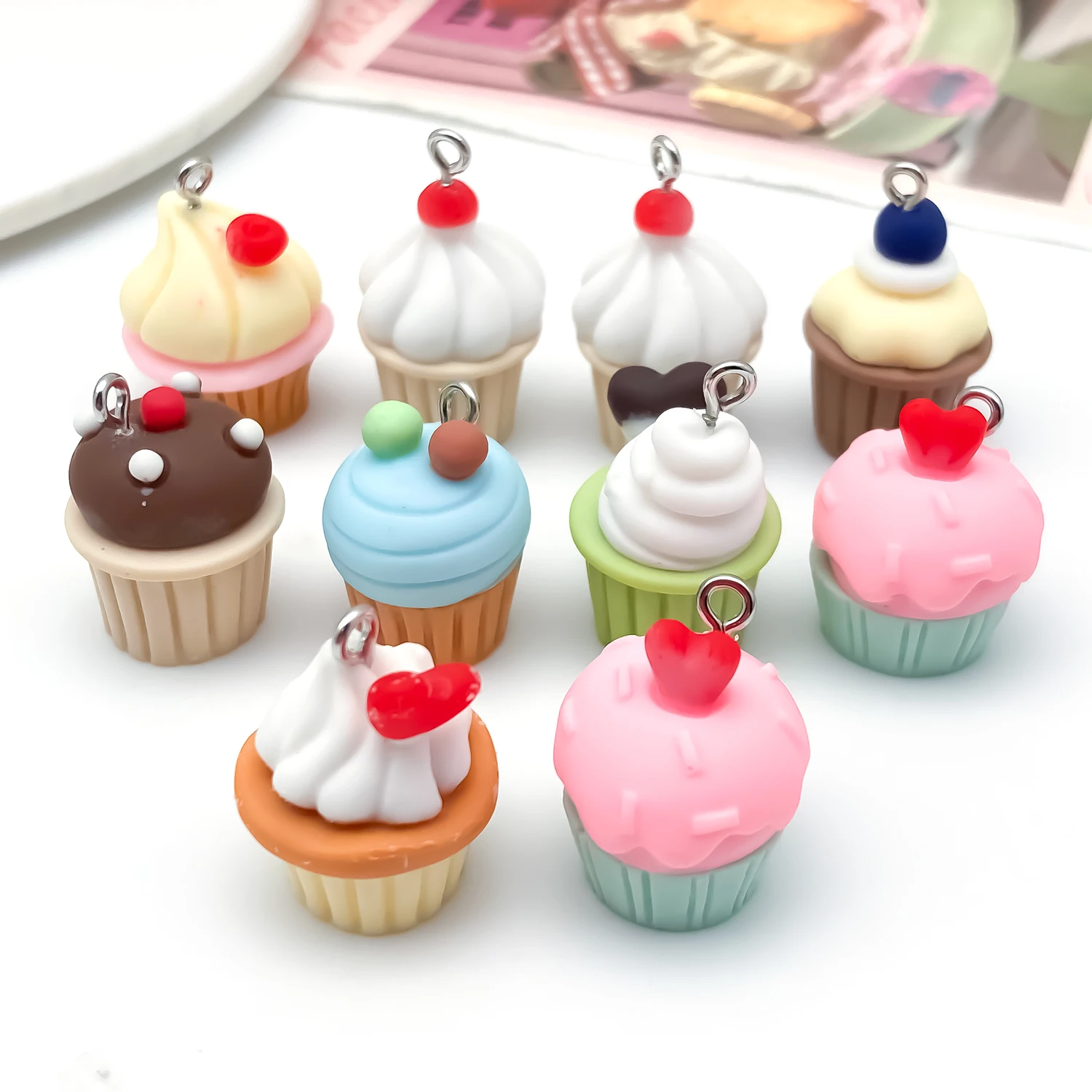 5/10pcs Cream Cake Resin Pendants - DIY Handmade Jewelry Charms for Earrings & Necklaces - view 4