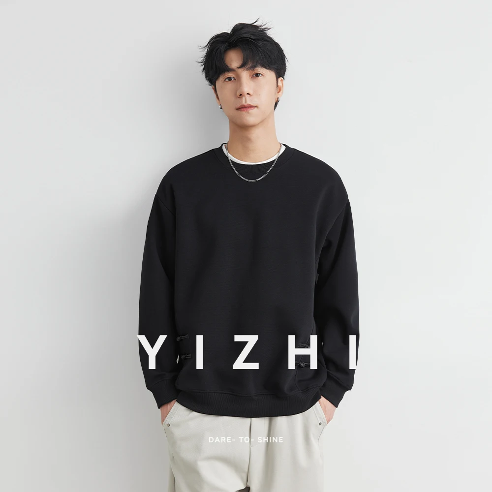 

Fashion Men's Chinese Style Round Neck Sweater 2025 Spring Autumn New Style Solid Color Long Sleeve Top Pullover Men's Sweater