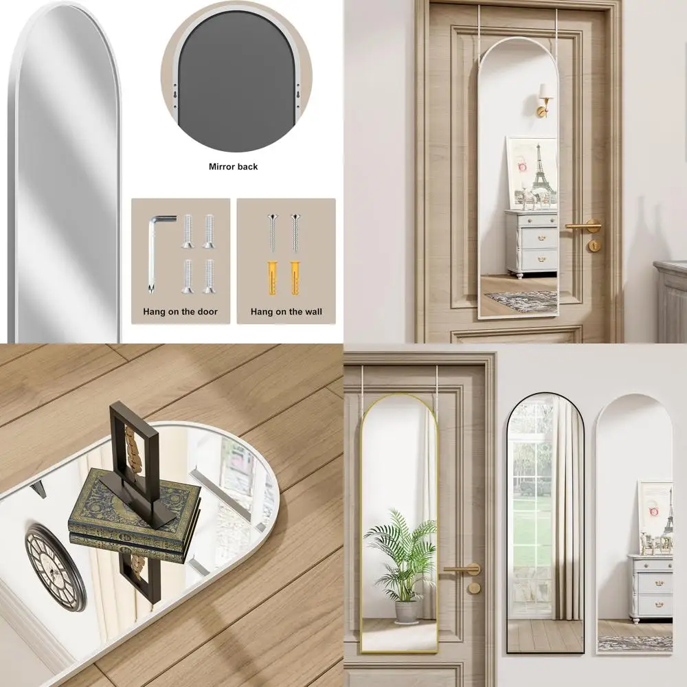 

14 x 48 White Door-Mounted Rectangular Wall Mirror for Home Decor