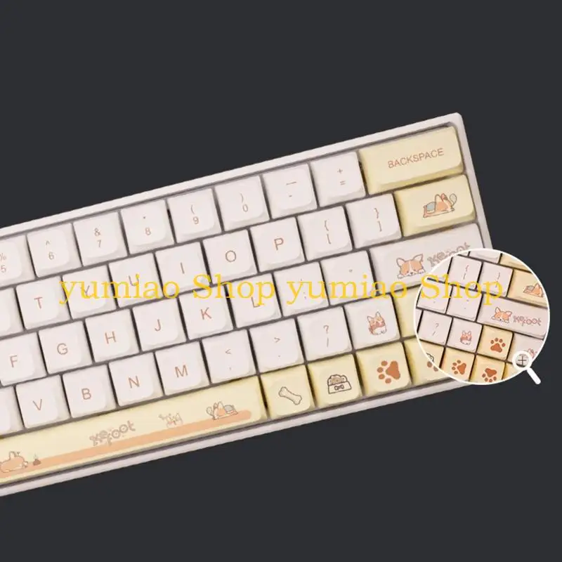 587B 138PCS Keycaps Corgi Dye Sub Keycaps for MX Switch Mechanical Keyboard