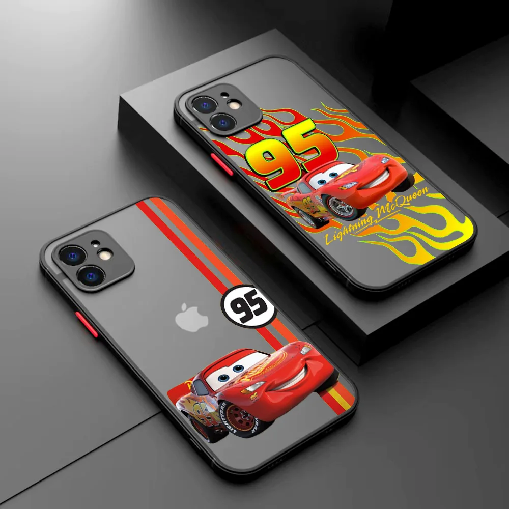 L-Lightning M-McQueen Phone Case For Cars iPhone 16 15 14 13 12 11 Mini Pro Max X XR XSMax 7 8 Plus Matte Transparent Back Cover