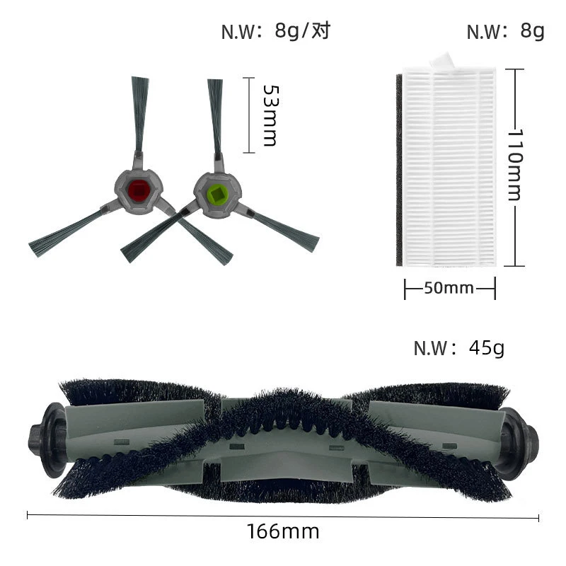 For AiRROBO P30 Vacuum Cleaner Replacement Spare Parts Roller Side Brush HEPA Filter Mop Replacement Spare Parts Accessories