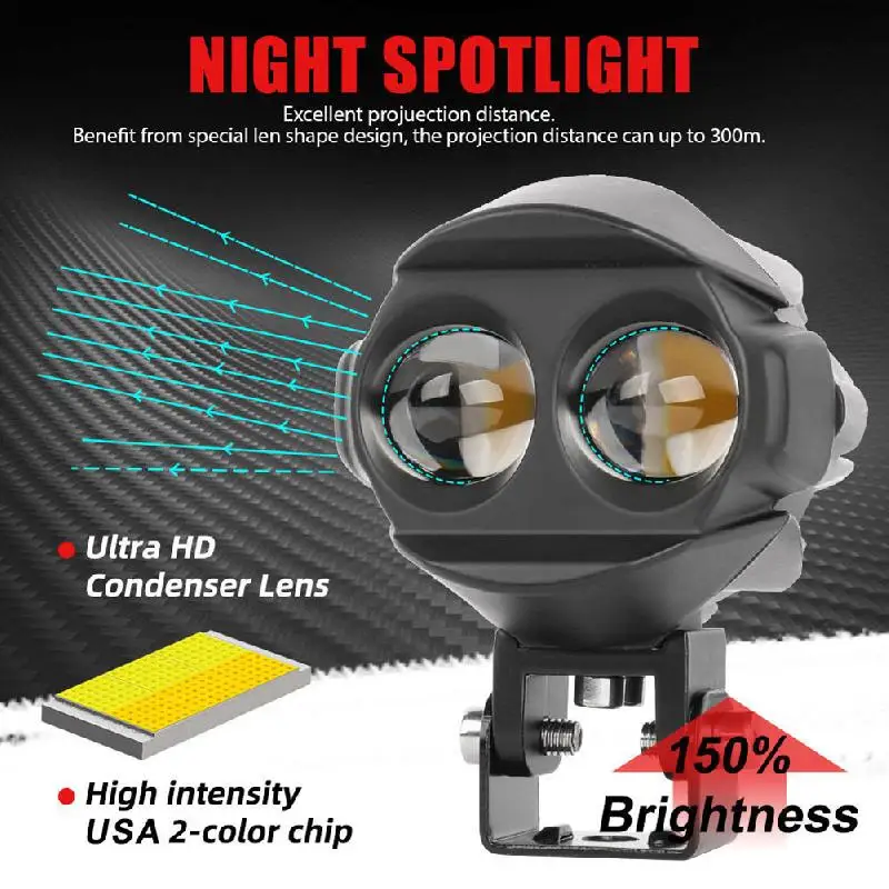 New Motorcycle 3 Inch Fog Light 6000K 3500K 20000LM Truck Car ATV Auxiliary Point Work Light LED Off-road Driving Light