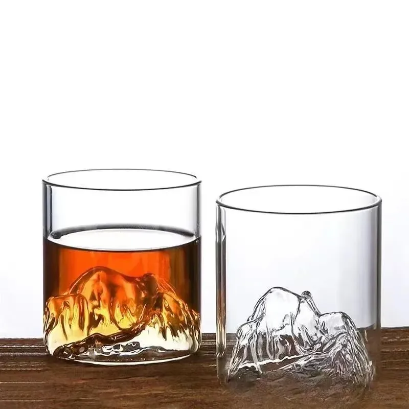 

2Pcs Mountain View Glass Cup Fuji MountainTibetan Mountain Cup Japanese Whiskey Wine Cup Household High Beauty Water Bottle