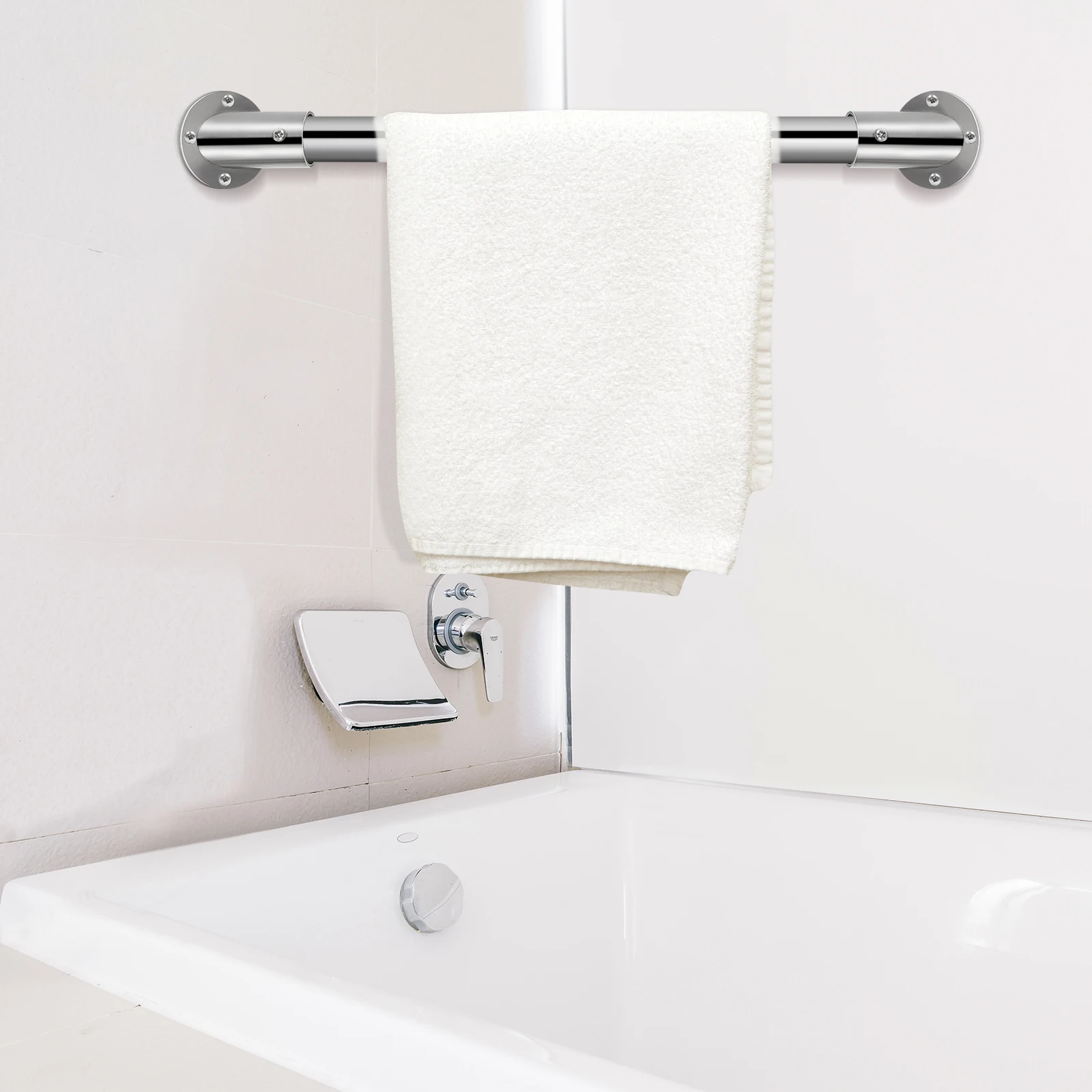 

2Pcs Closet Rod Support Bracket Stainless Steel Flange Holder Brushed Finish Strong Load Bearing for Bathroom Kitchen Wardrobe