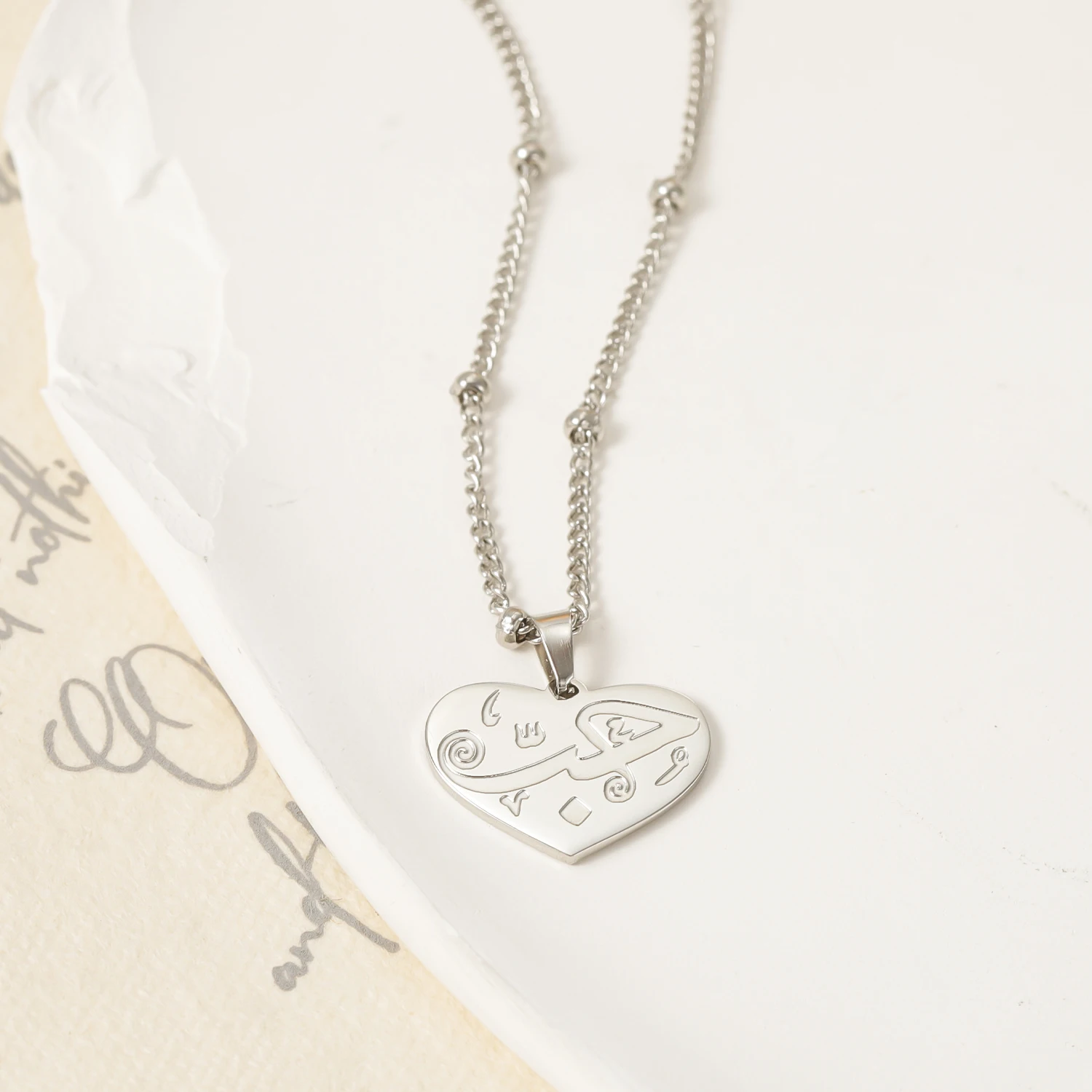 Heart Arbic CALLIGRAPHY Necklace Arabic Necklace Say 