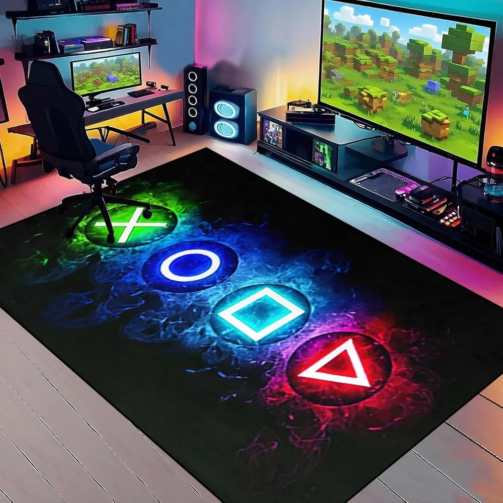 

Games Area Rugs, Gamer Rug for Boy Cool Player Room Decor, Gaming Carpets for Boys Teens, Child Play Soft Floor Mat for Dining L