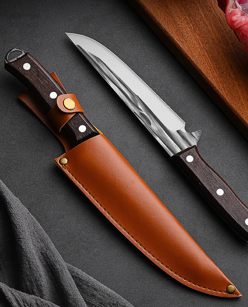 Boning Knife Kitchen Meat Cleaver Butcher Knife Forged Chef Slicing Peeling Cutter Fishing Utility Knife with Wood Handle