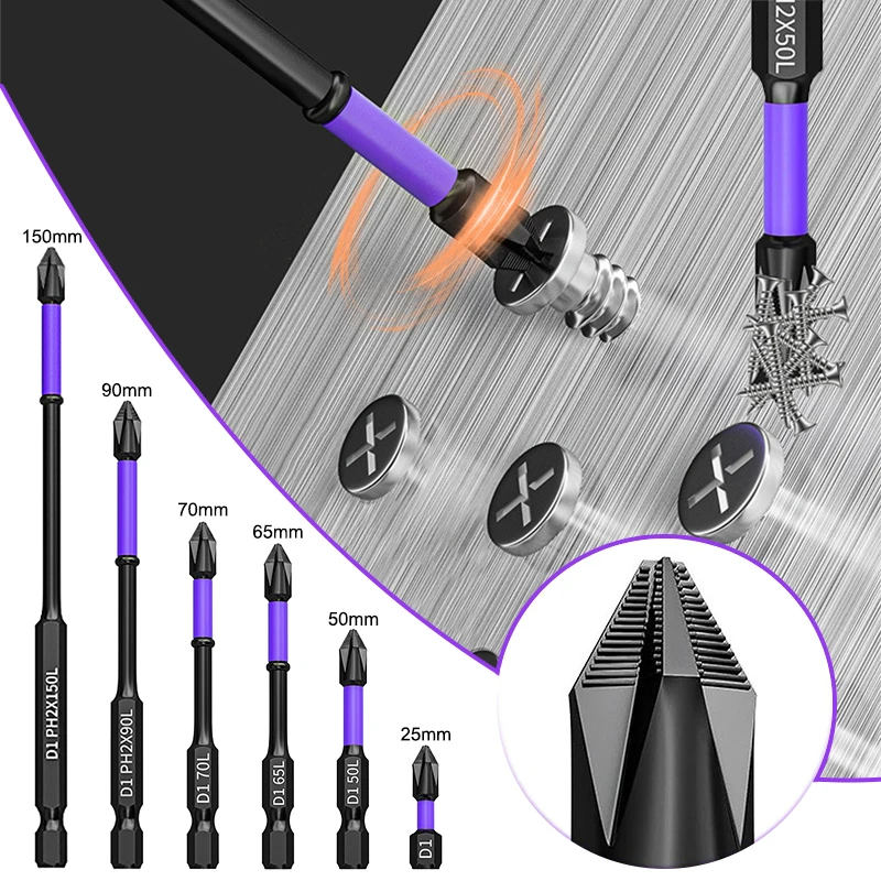 Strong Magnetic D1 Anti-shock Batch Head Hand Electric Drill Bit Cross Screwdriver High Hardness Non-slip Screwdriver Bit Set