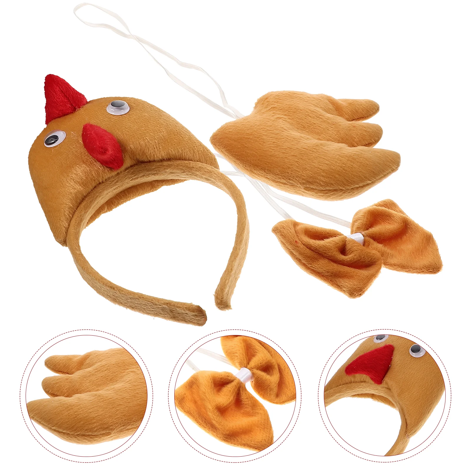 

Animal Headband Cosplay Easter Bow Tie Chicken Costume Headpiece Tail Prop Party Plush Headwear Favor Headbands