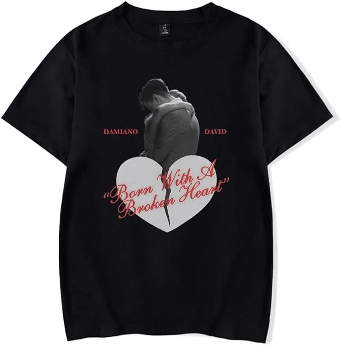 Damiano David Tshirt Born with a Broken Heart Merch for Men and Women Cool Casual Short Sleeve T-Shirt