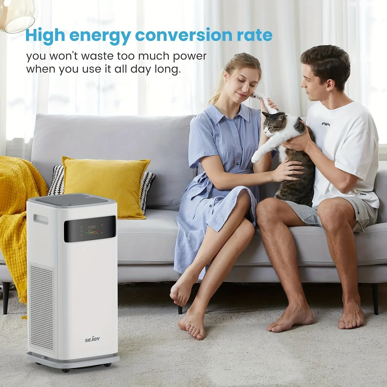 Sejoy สมาร์ทเครื่องฟอกอากาศ HEPA Filter ขนาดใหญ่คุณภาพสูง APP Control WiFi เครื่องฟอกอากาศสําหรับ Home ได้ถึง 2500 Sq.ft