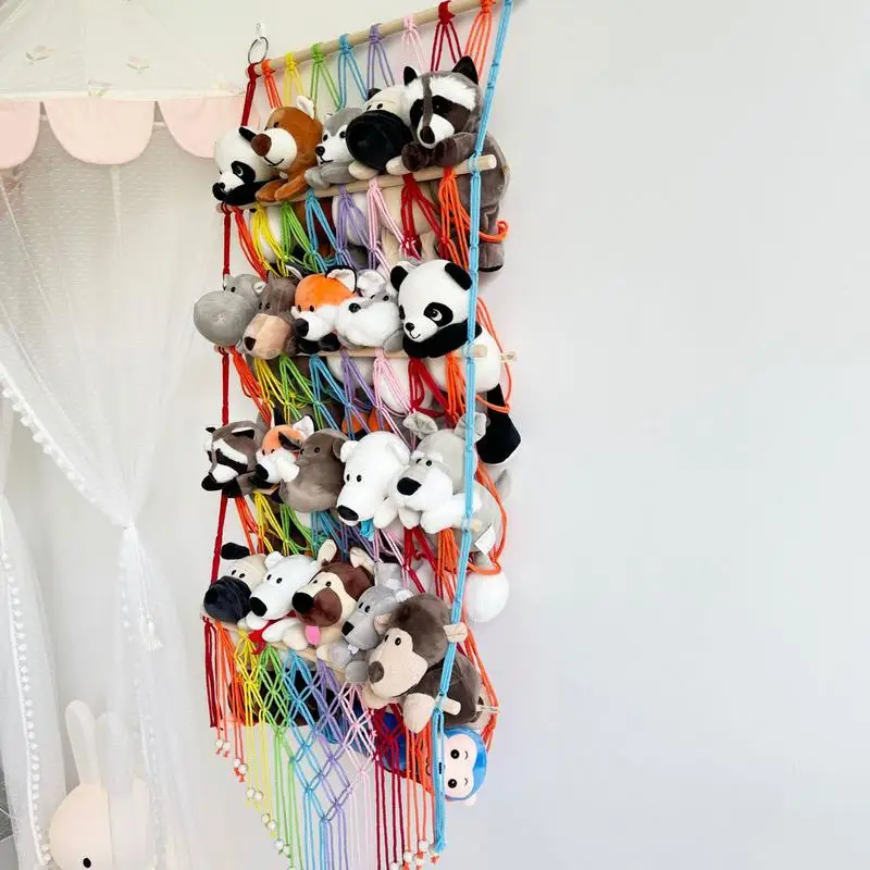 

Stuffed Animals Toys Hammocks Net Hangable Kids Toys Storage Organizer Macrame Boho Net Hammock For Decorate Children's Rooms