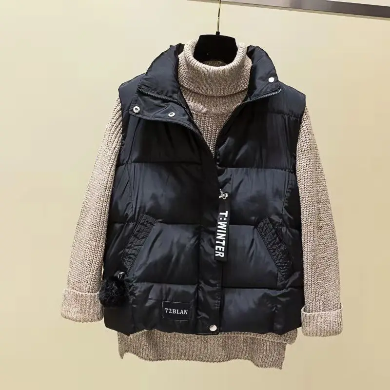 Women Sleeveless Short Vests Autumn Winter Female Warm Cotton Padded Jacket Ladies Simple  Windproof Waistcoat A155