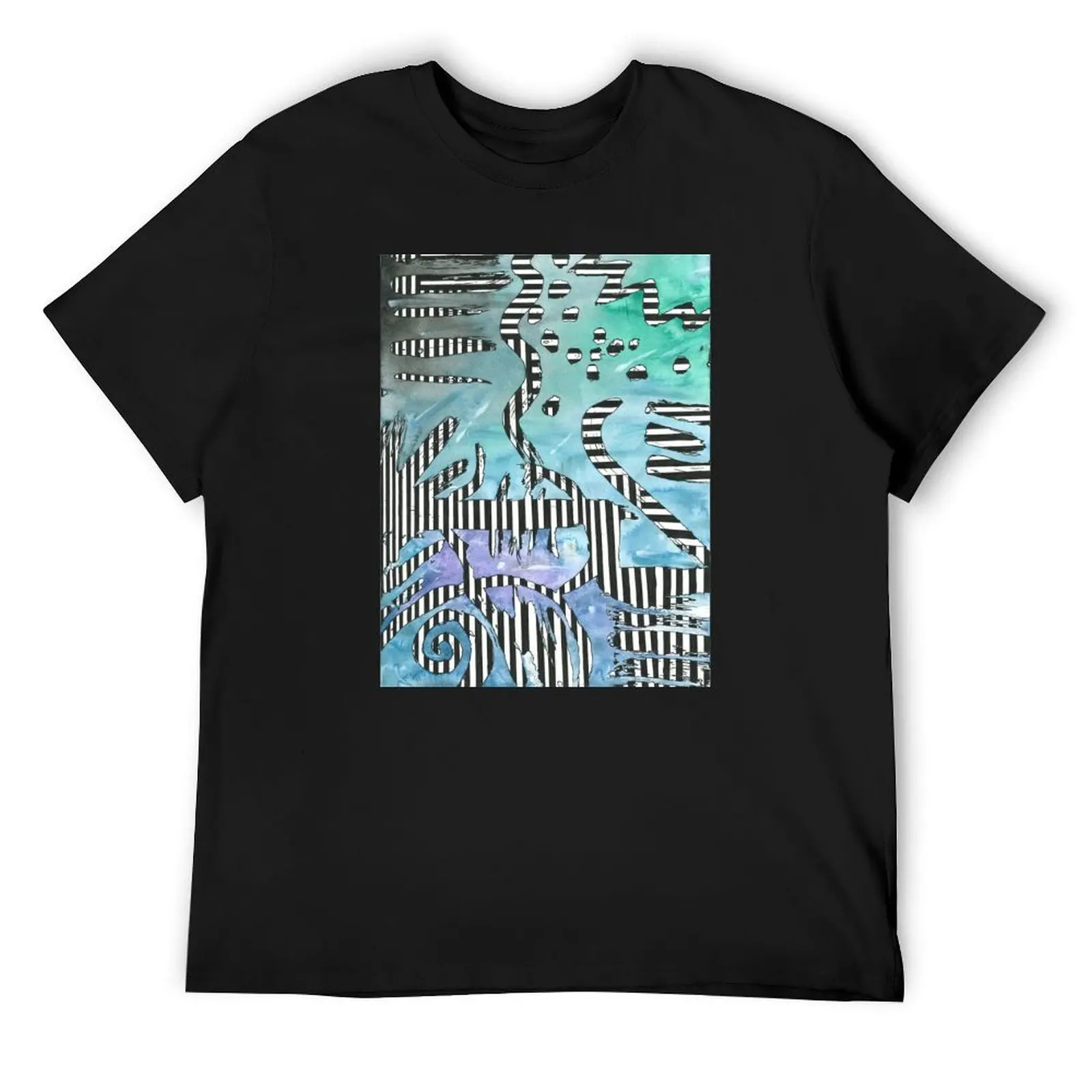 

Abstract Watercolor Stripes T-Shirt Blouse new edition T-shirts oversize t shirt for men