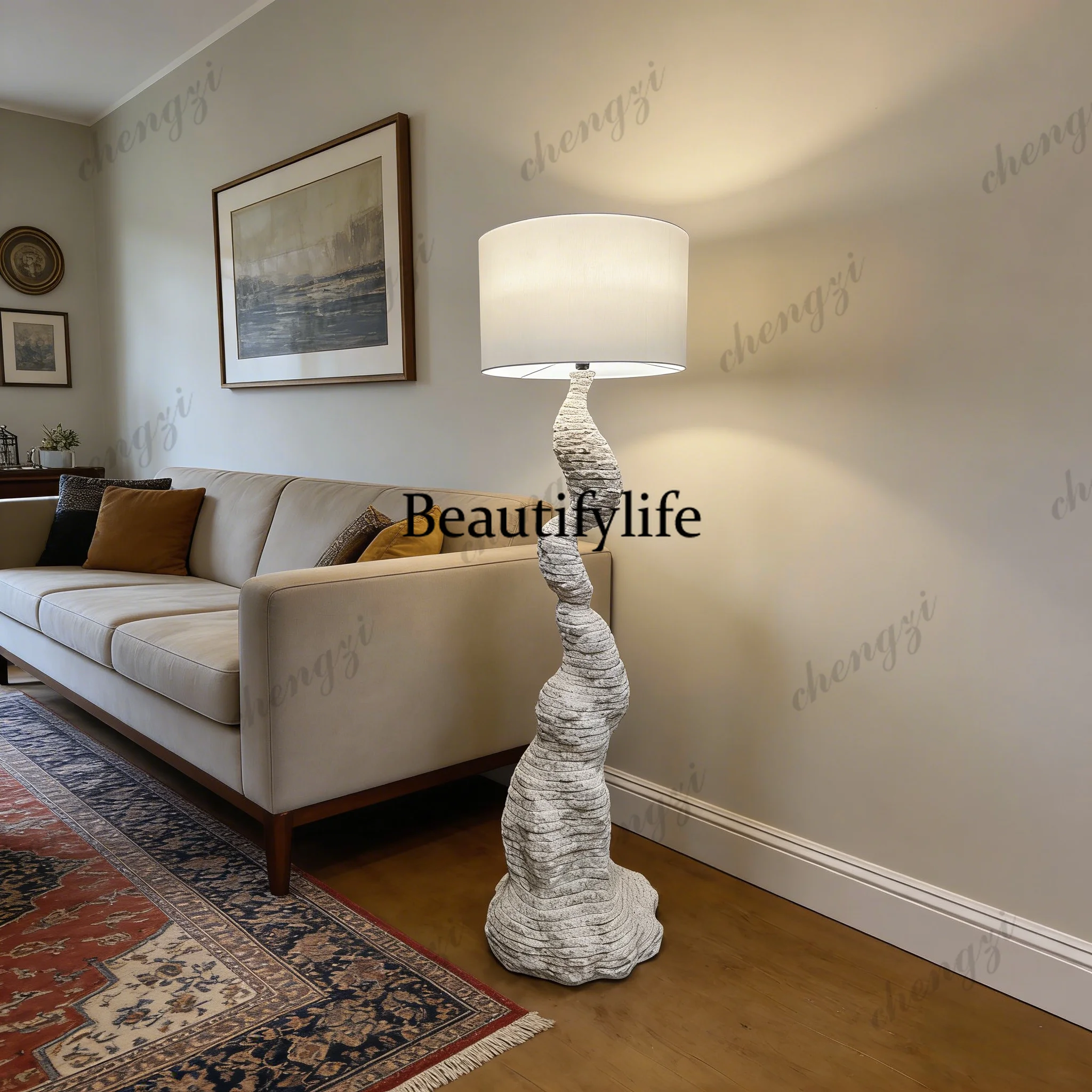 Italian style sandstone modern simple handicrafts sculpture living room floor ornament  with speaker starry sky ceiling light