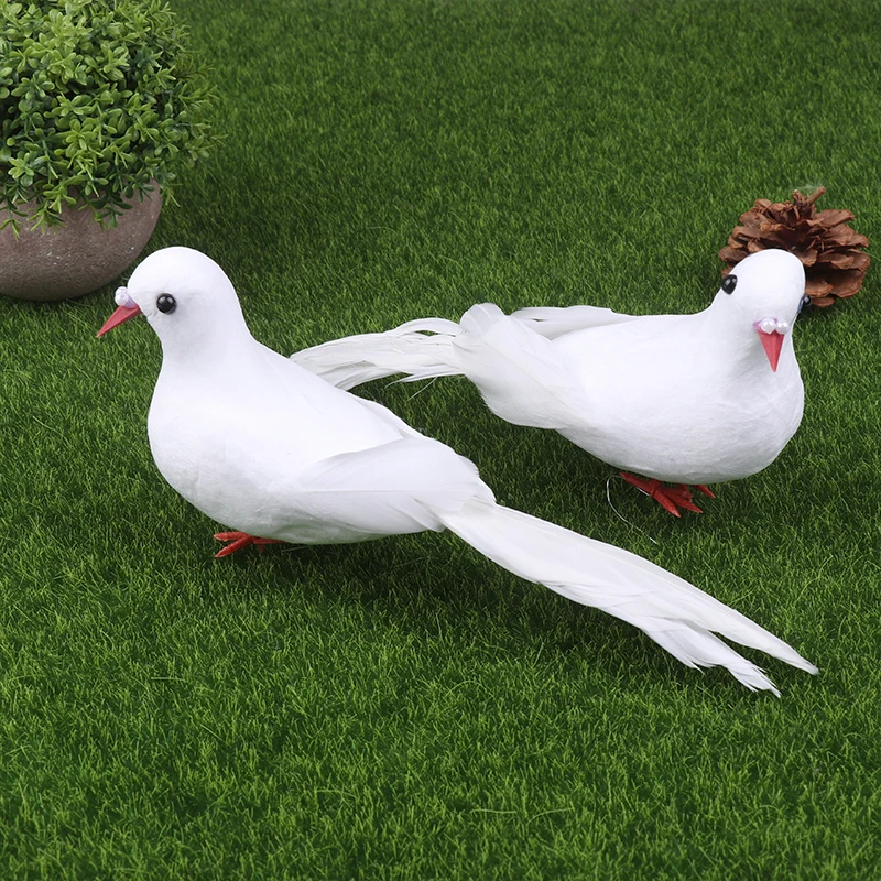 

1pc Artificial Foam Feathers Birds With Clip Fake Bird White Doves Pigeons Decoration For Wedding Christmas Party Home Decor