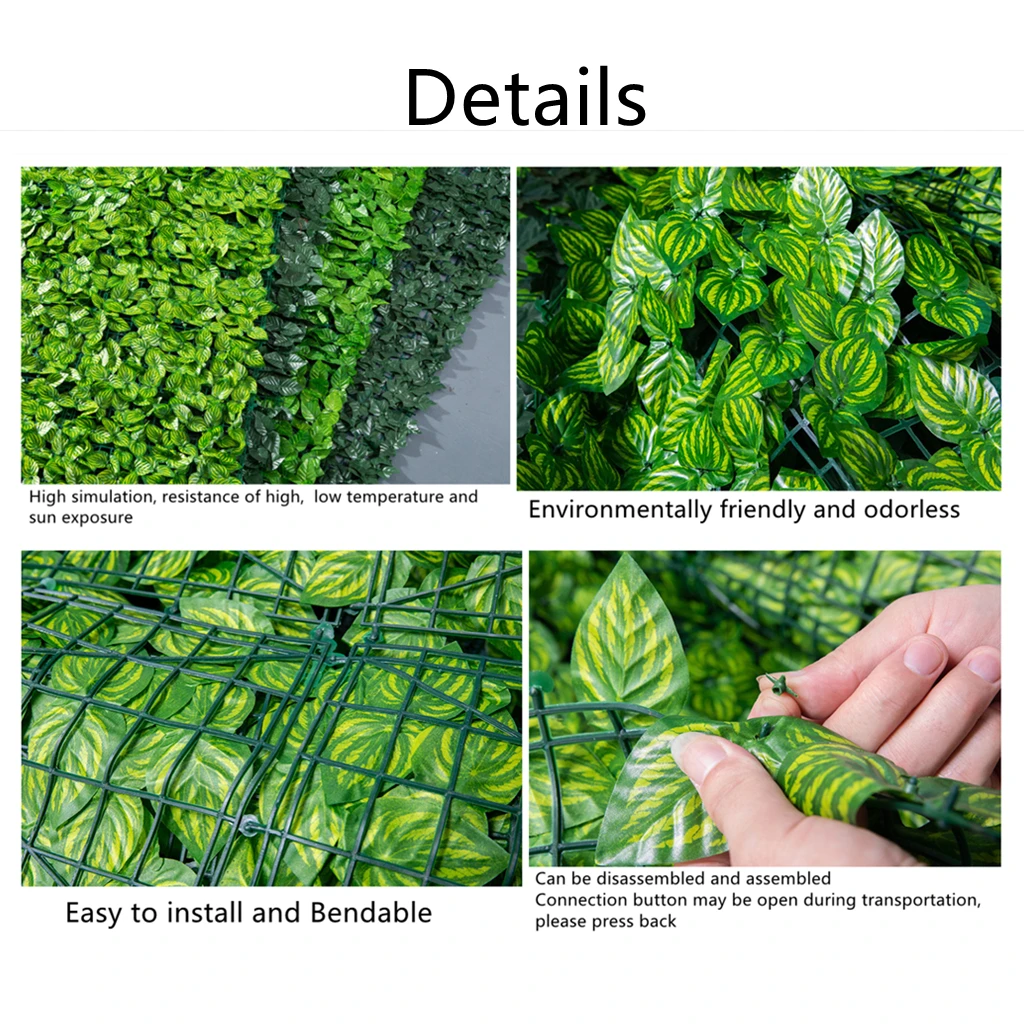 Artificial Leaf Fence Panels 4/3/2/1m Long Faux Ivy Hedge Fake Leaves Privacy Fence Garden Fence Balcony Terrace Patio Screen