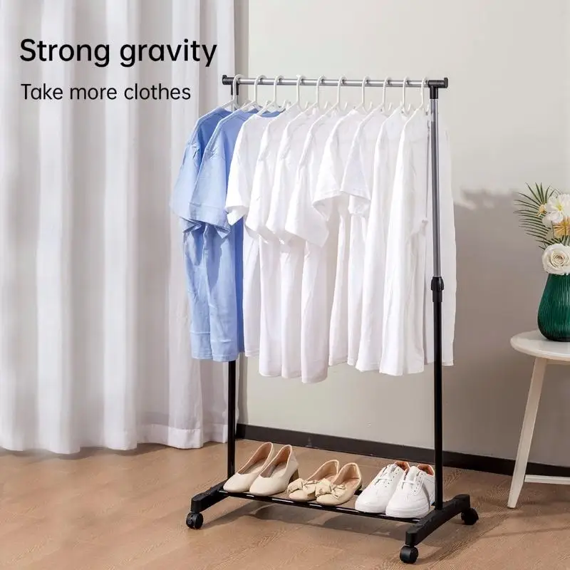 Bedroom Clothes Drying Rack Household Living Room Clothes Storage Rack Wear-Resistant Single Bar Clothes Rack