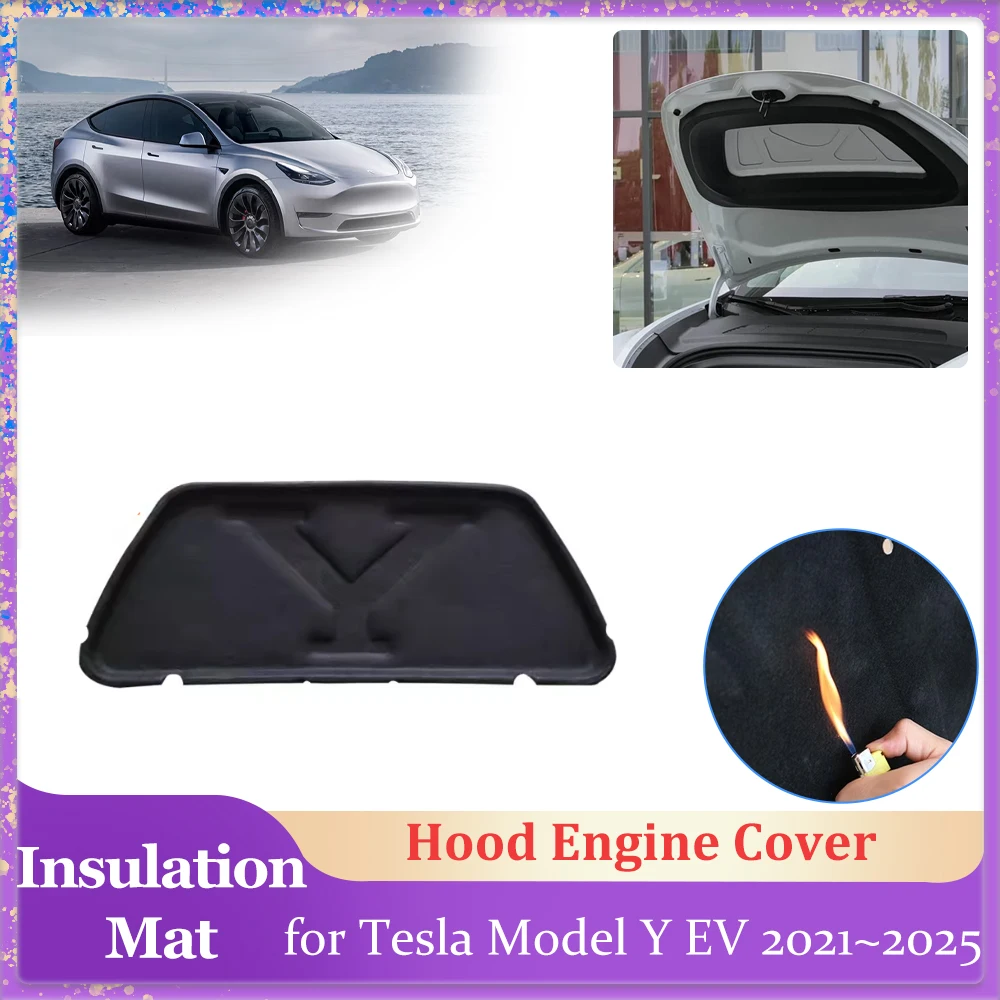 

Car Hood Insulation Pad for Tesla Model Y EV 2021~2025 2022 Engine Insulation Cover Liner Cotton Soundproof Heat Mat Accessories
