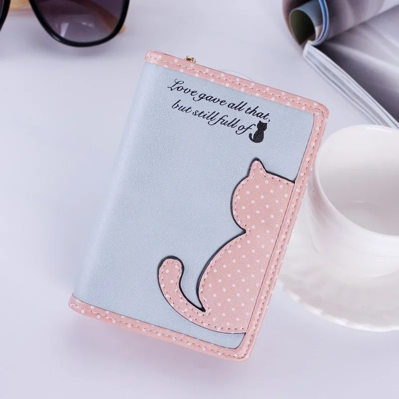 New Women Wallets Zipper Lady Handbags Clutch Coin Purse Cards Holder PU Leather Brand Cat Woman Wallet Moneybags Burse Bags