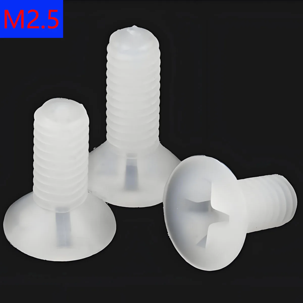 M2.5 x 0.45 White Nylon Phillips FLAT HEAD Machine Screws Black Countersunk Bolts DIN 965   ISO 7046