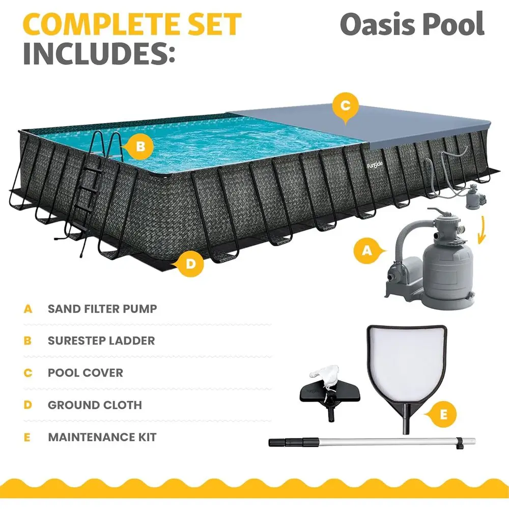 

New 32' x 16' x 52" Recular Above Ground Swimming Pool Set with Sand ilter Pump, Ladder & Maintenance Kit – Easy Setu