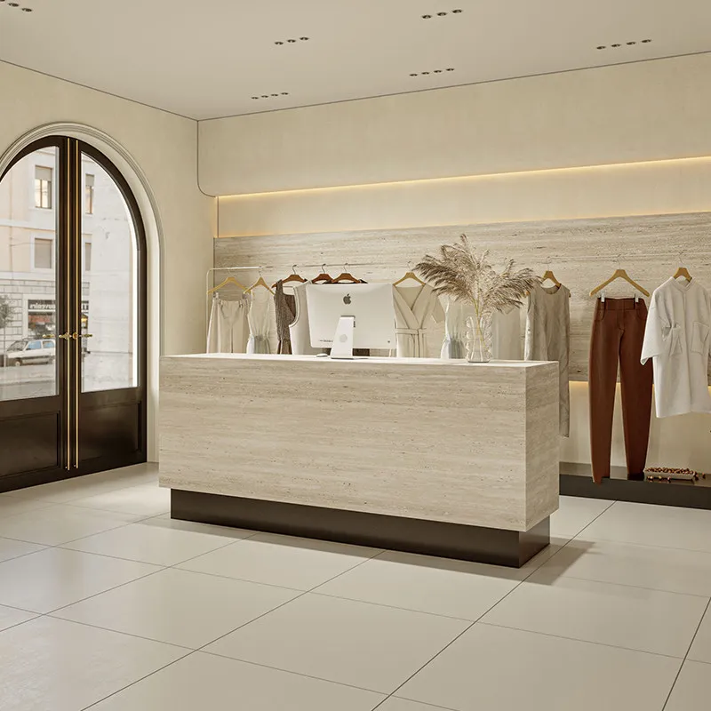 

* Custom Wood Reception Desk for Clothing Stores & Beauty Salons-Minimalist Modern Design Complete Set
