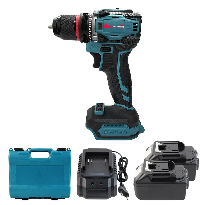 AcePower 10mm Electric Brushless Drill 2-Speed Cordless Drill Screwdriver 60-100Nm Torque Power Tools For Makita 18V Battery