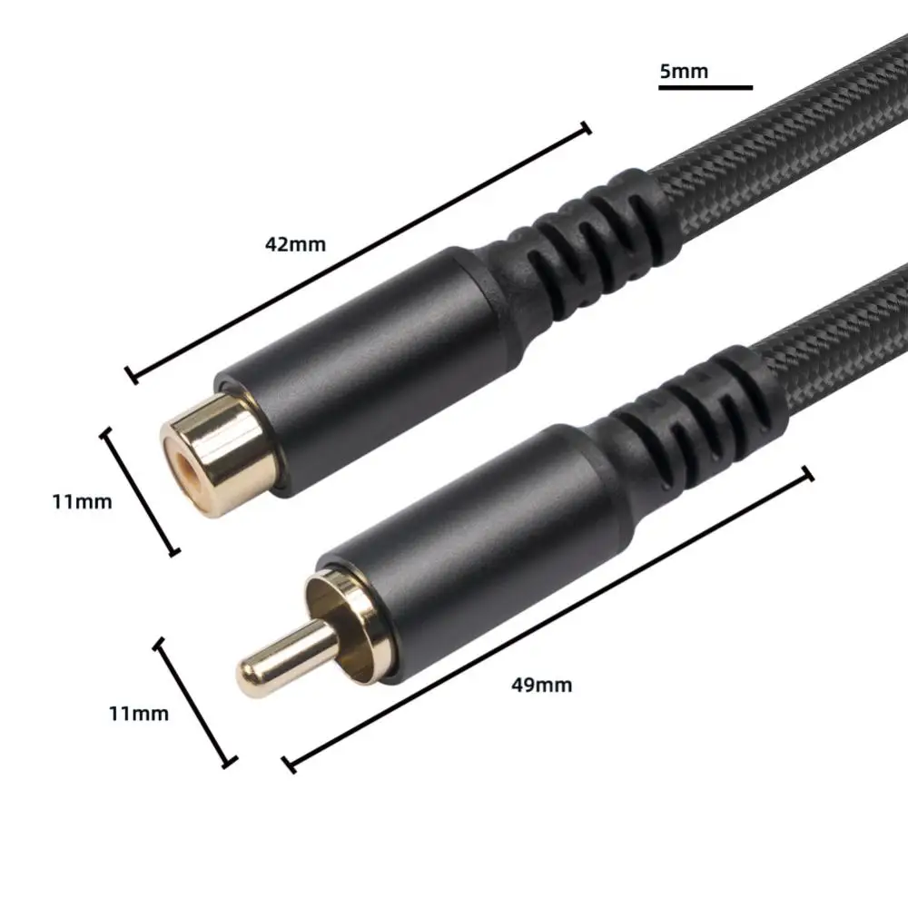 1.8/3/6m RCA Male to Female Extension Cord Aluminum Alloy Shell Audio Video Cable for Connecting Game Console Subwoofer Speaker