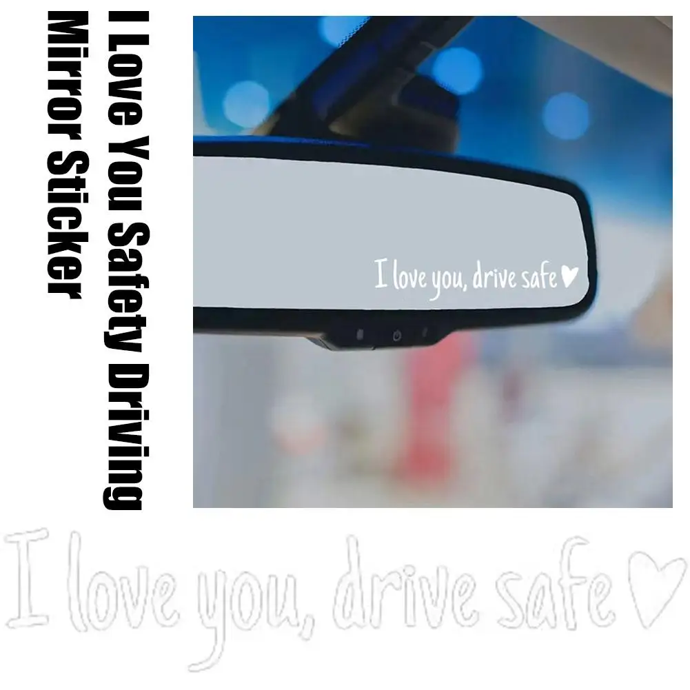 I Love You Driving Safe Mirror Sticker, Rearview Mirror Car Decals For Women, Vinyl Decal Car Interior Decoration Accessories