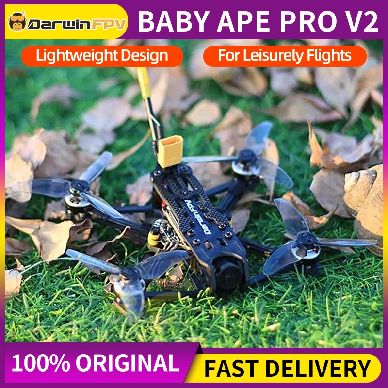 DarwinFPV Baby Ape Pro V2 FPV Drone PNP 142mm 3inch Quadcopter Caddx Ant Camera F4 AIO Flight Controller 1104 Brushless Motor