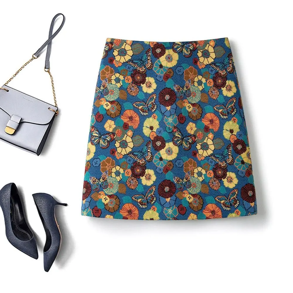 Color-woven jacquard  2026 spring and autumn new flower butterfly embroidery thin high-waisted hip-wrapped short skirt women