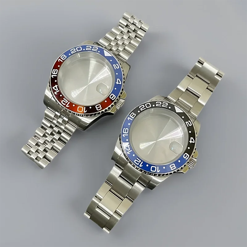 Watch Accessories 40mm Case for NH34 NH35 Movement Bidirectional Rotation Bezel Sapphire Crystal Replacement Mod Part Waterproof