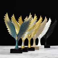European Eagle/Angel Wing Statue Sculpture Figurine Resin Dapeng Spreading Collection Miniature for TV Cabinet Home Decoration