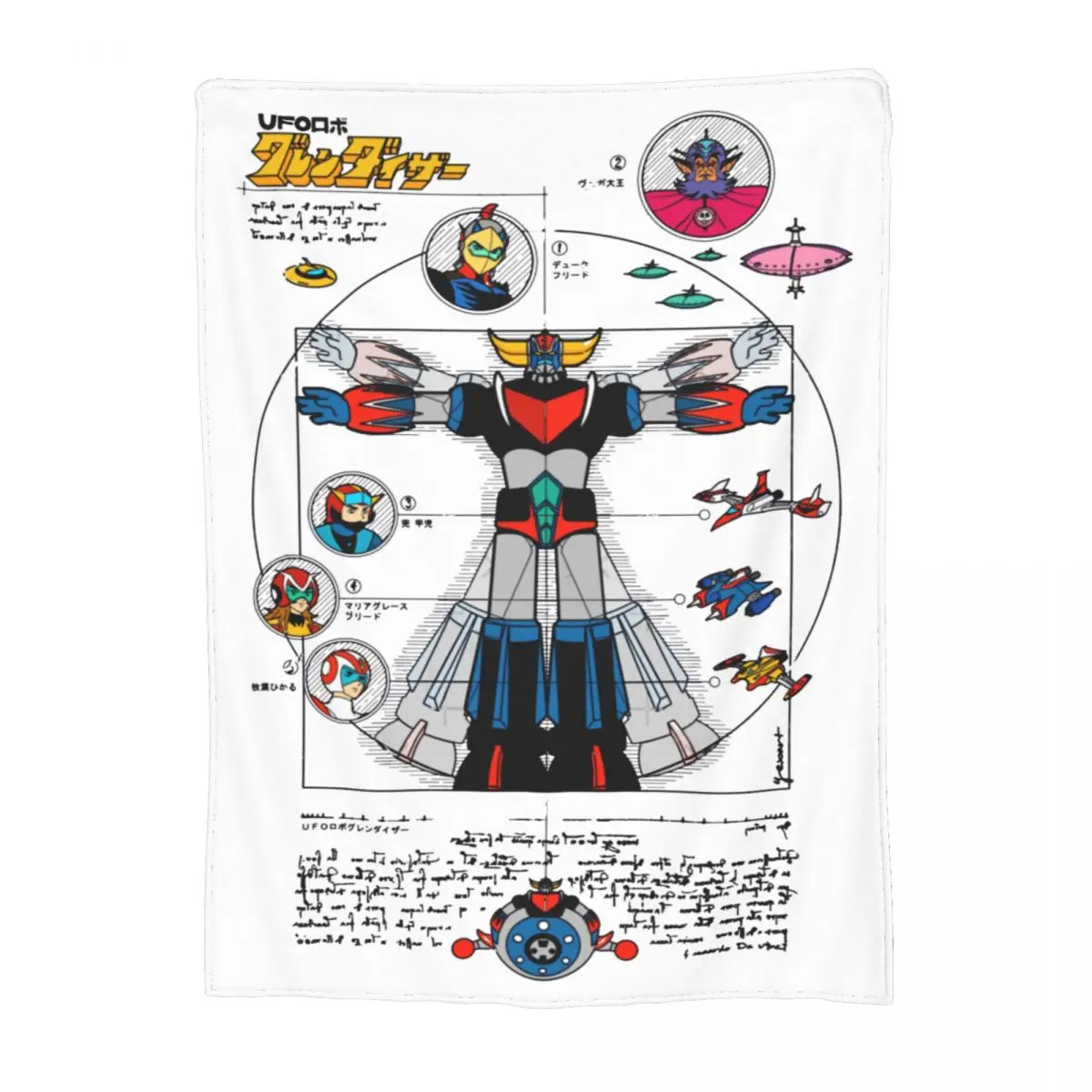 UFO Robot Grendizer Accessories Goldorak Blanket Merch Room Decorative Goldrake Japan Robots Blanket Throw Soft for Couch