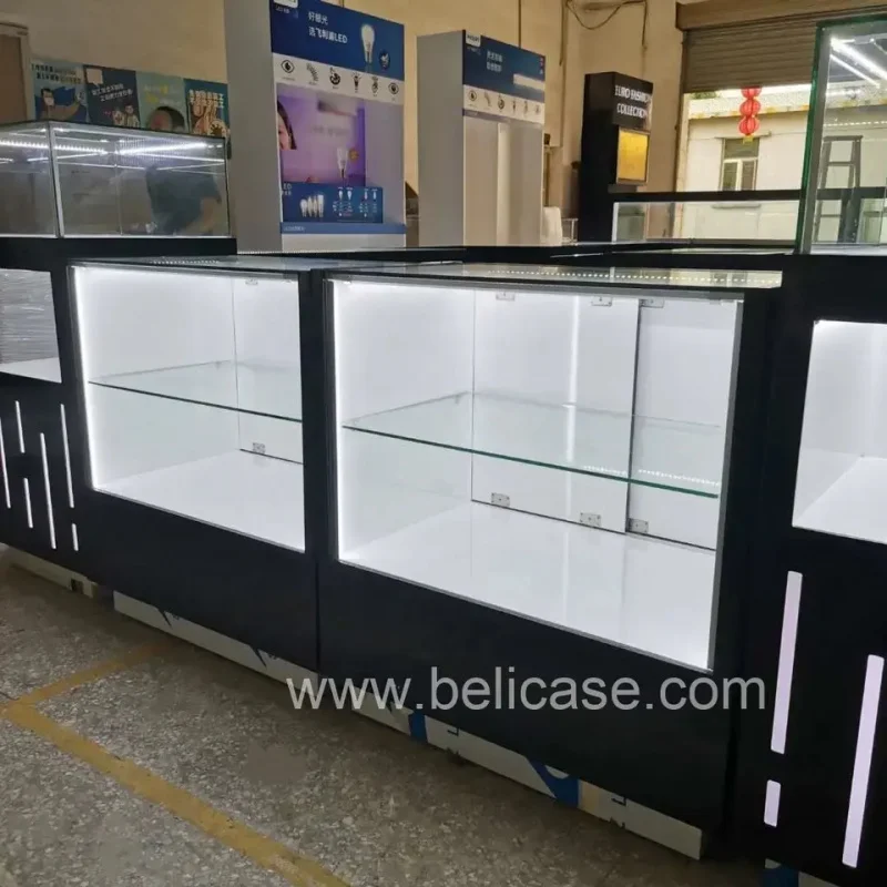 （customized）Elegant Custom Made Shop Mall Showroom Watches And Jewelry Kiosk Jewelry Display Cabinet Jewelry Display Showcase