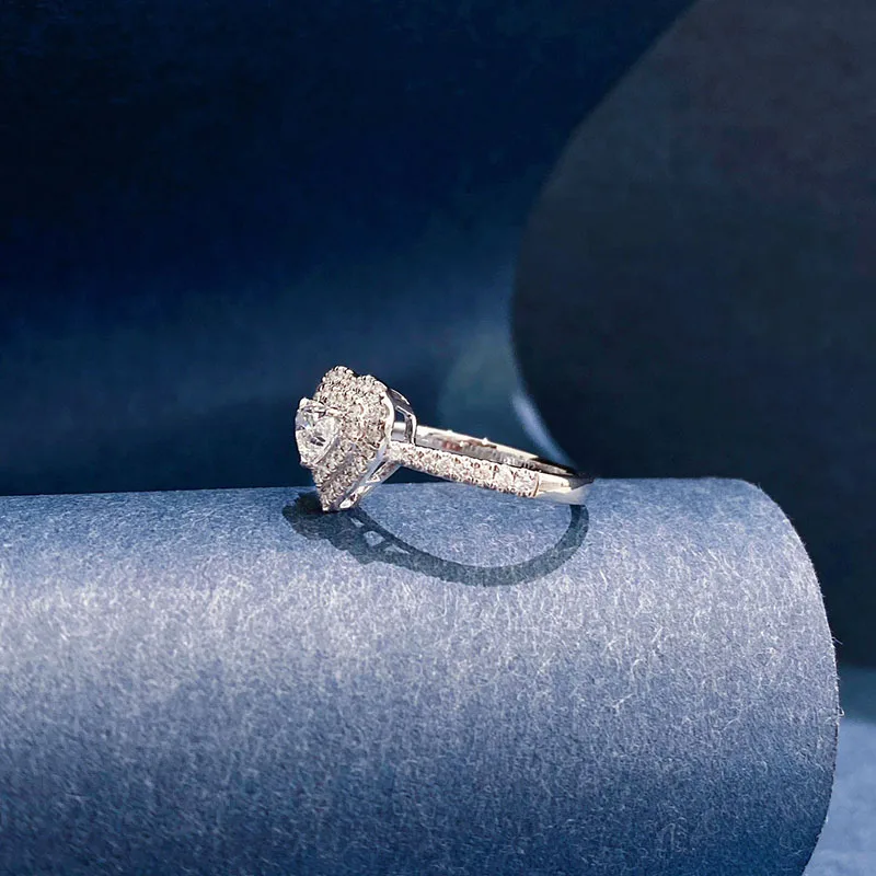 0,5 CT Hauptstein, herzförmiger, im Labor gezüchteter Diamant, KEIN IGI, HPHT, DEF, VS‑VVS, Platin950, edler Schmuck, Damen-Braut-Hochzeitsring, Geschenk – Detail 7